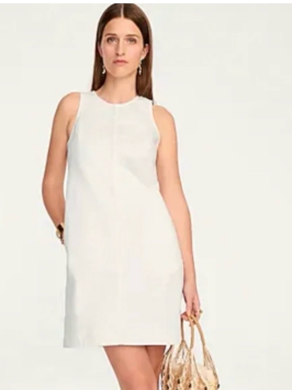 J. Crew Sleeveless Mini Shift Dress in White
